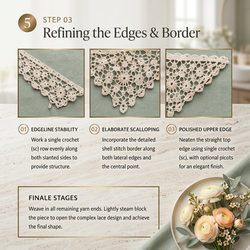 Floral Lace Bandana With Tassels | Crochet Pattern PDF