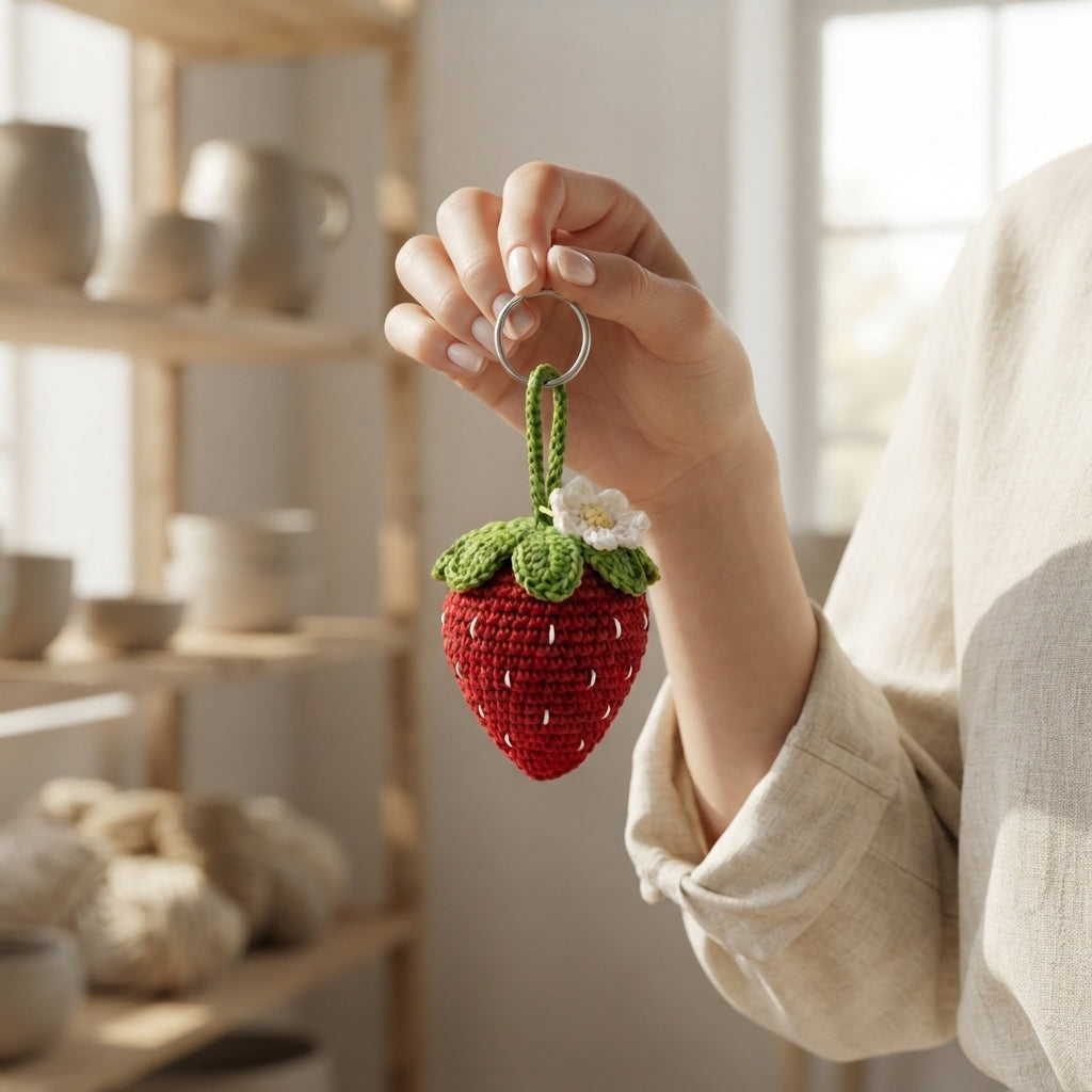 Adorable Strawberry Keychain | Crochet Pattern PDF