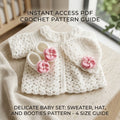 Sweater Hat Booties Baby Sweater | Crochet Pattern PDF