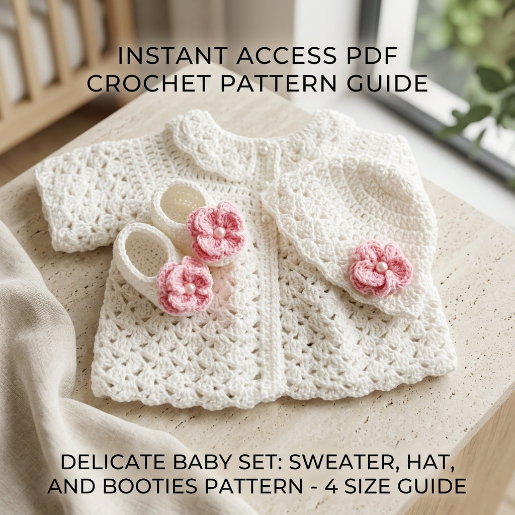 Sweater Hat Booties Baby Sweater | Crochet Pattern PDF