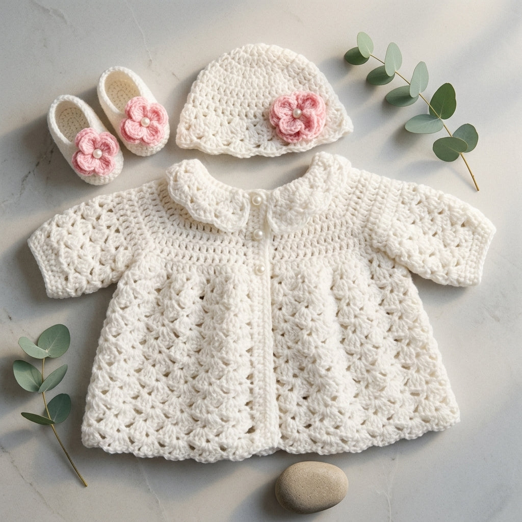 Sweater Hat Booties Baby Sweater | Crochet Pattern PDF