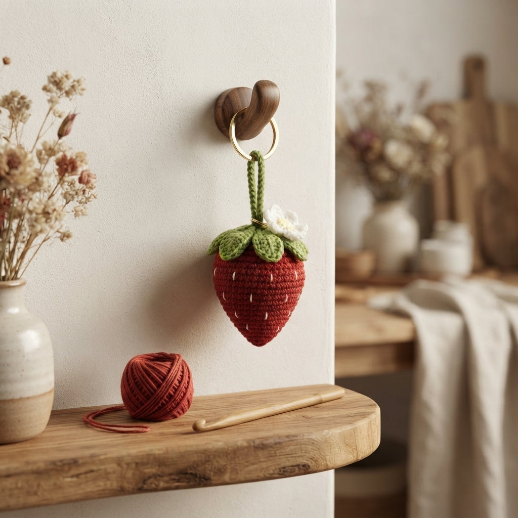 Adorable Strawberry Keychain | Crochet Pattern PDF