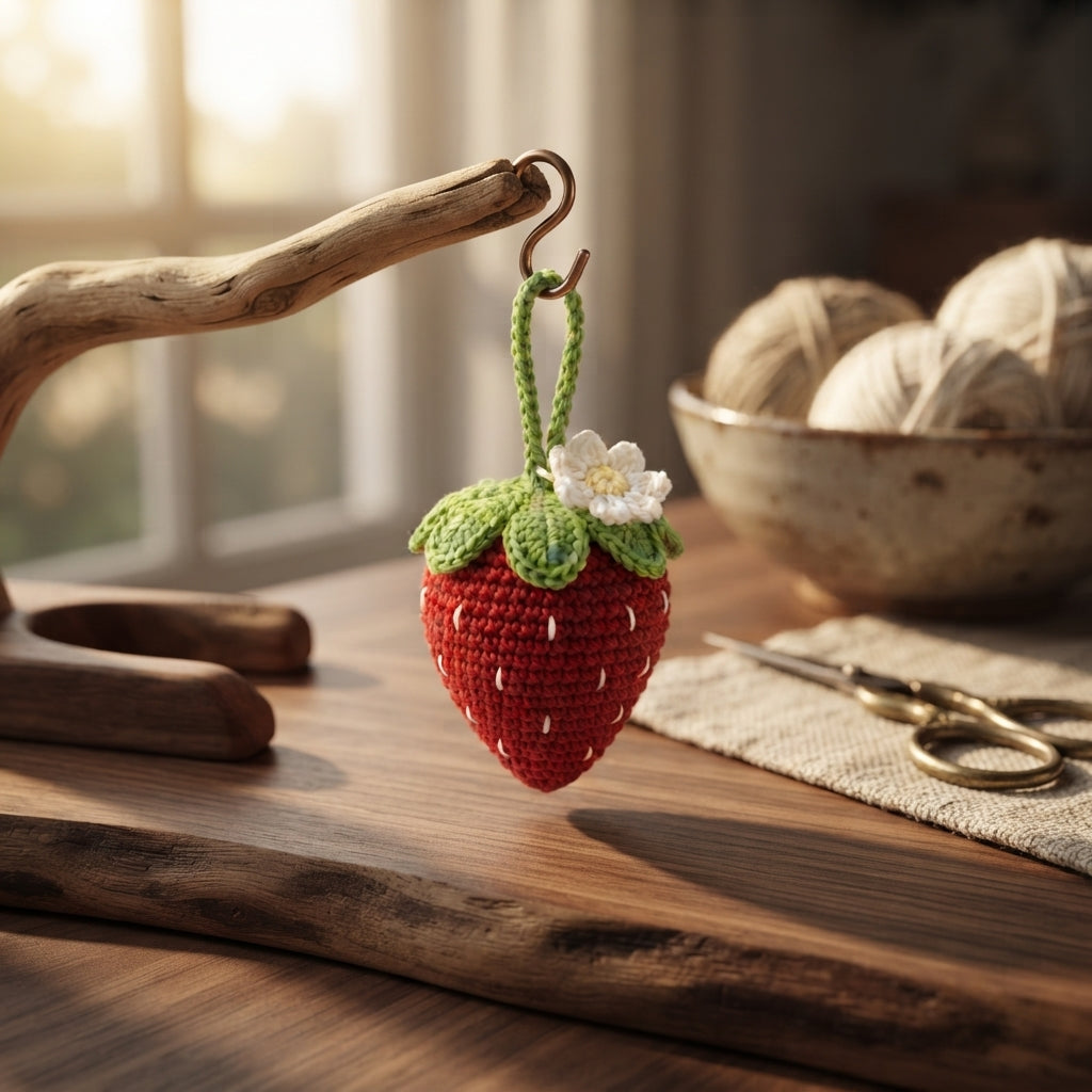 Adorable Strawberry Keychain | Crochet Pattern PDF