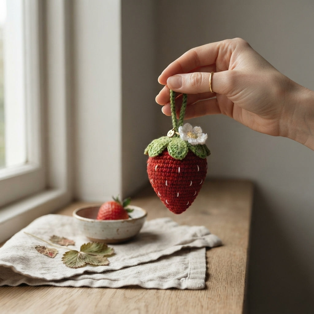 Adorable Strawberry Keychain | Crochet Pattern PDF