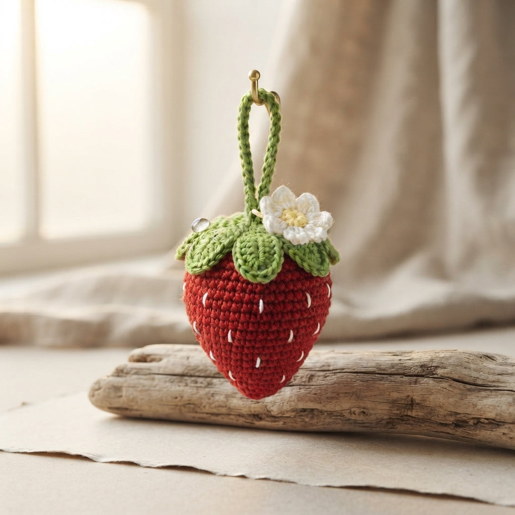Adorable Strawberry Keychain | Crochet Pattern PDF