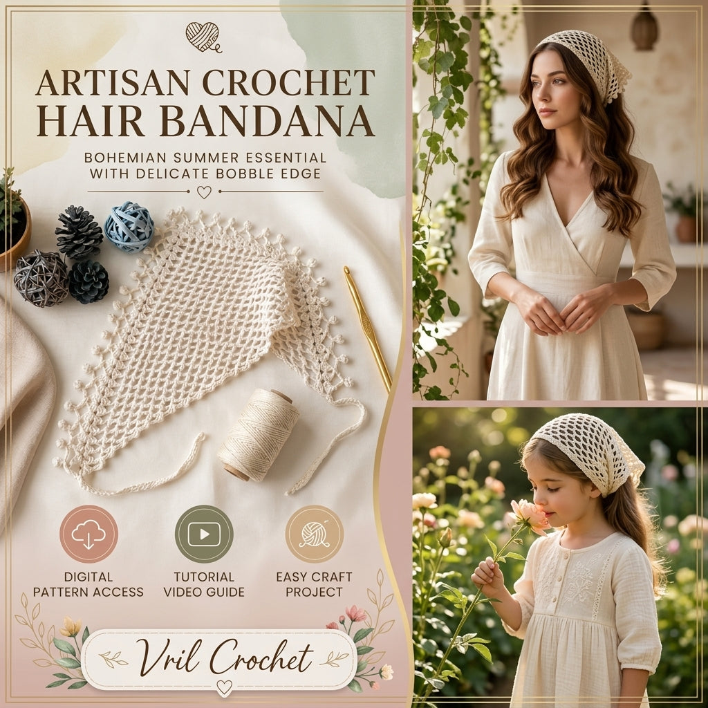 Mesh Triangle Hair Scarf | Beginner Crochet Pattern PDF