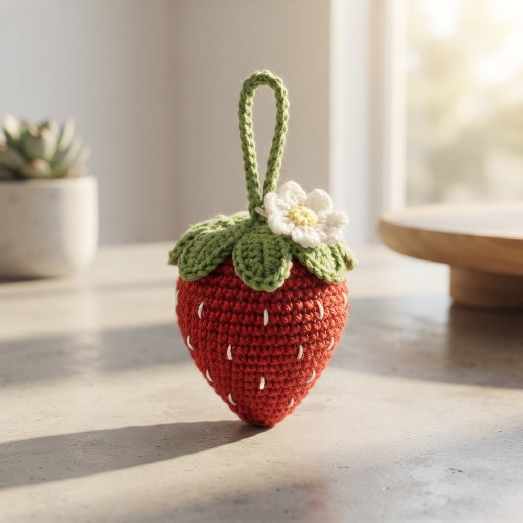 Adorable Strawberry Keychain | Crochet Pattern PDF