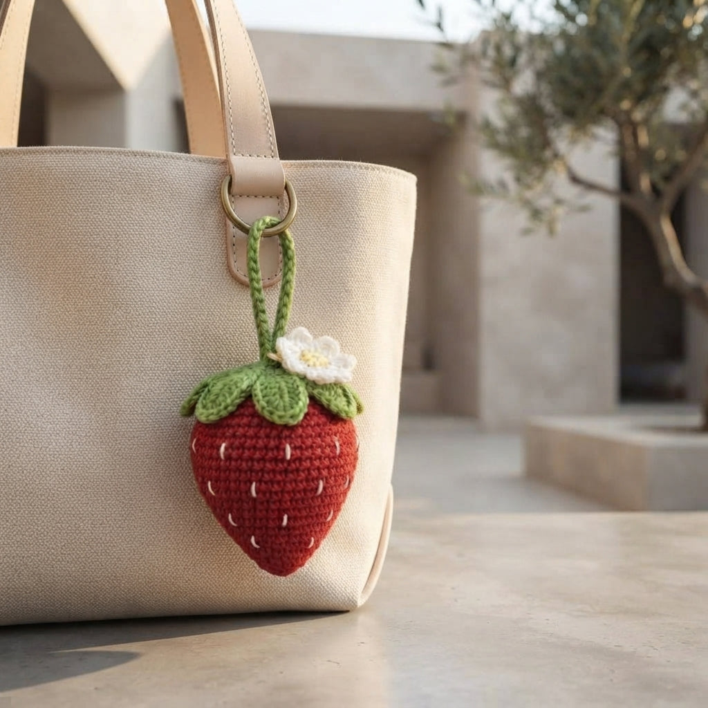 Adorable Strawberry Keychain | Crochet Pattern PDF