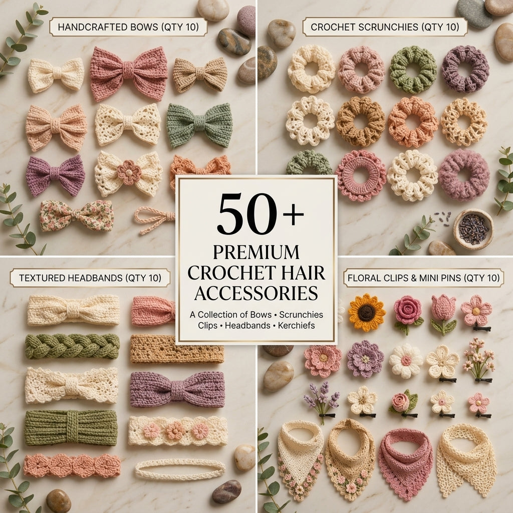 50-in-1 Hair Accessory Bundle | Crochet Pattern PDF