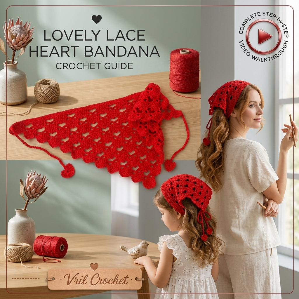 Romantic Heart Motif Kerchief | Crochet Pattern PDF