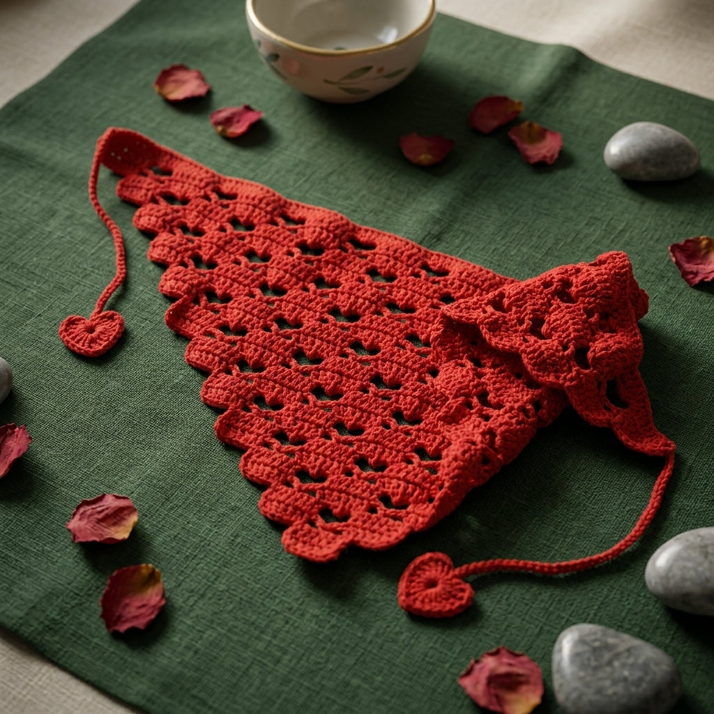 Romantic Heart Motif Kerchief | Crochet Pattern PDF
