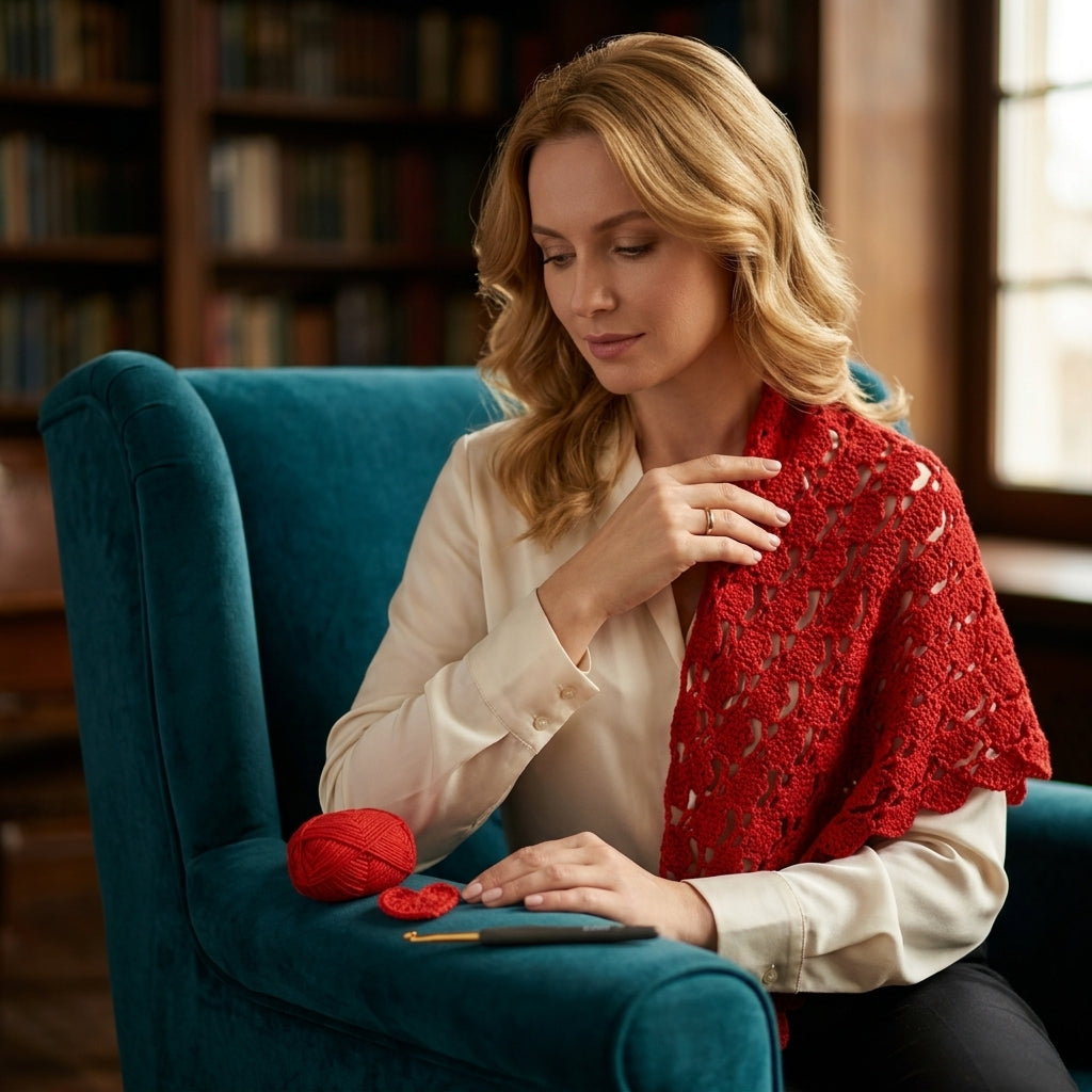 Romantic Heart Motif Kerchief | Crochet Pattern PDF
