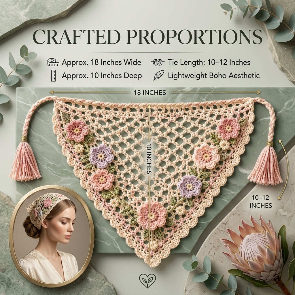 Boho Granny Square Hair Scarf | Crochet Pattern PDF