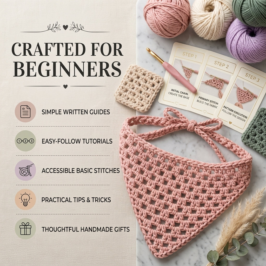 Boho Granny Square Hair Scarf | Crochet Pattern PDF