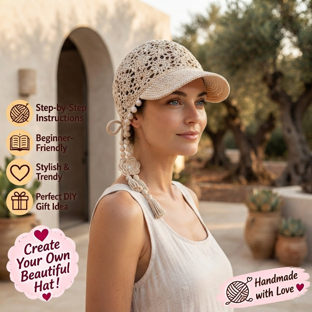 Breezy Ponytail Visor | Summer Crochet Pattern