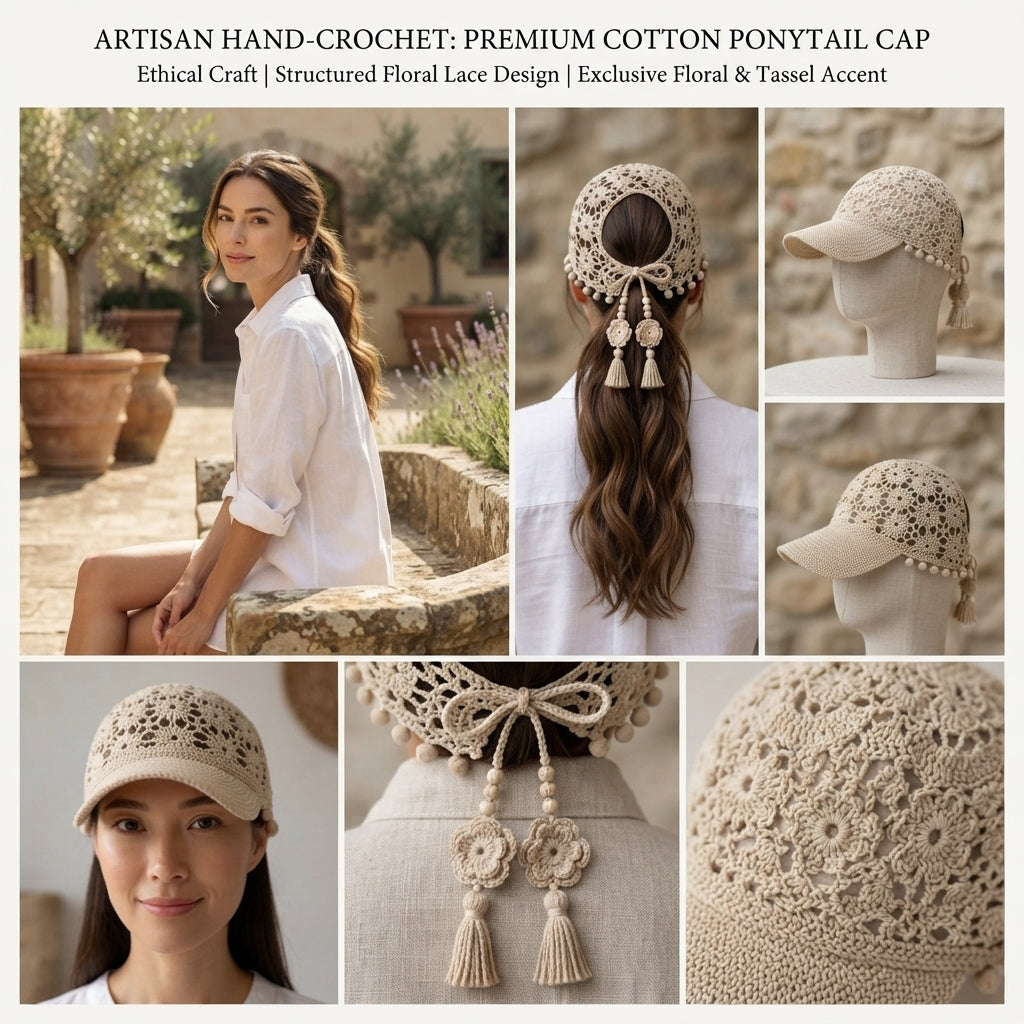 Breezy Ponytail Visor | Summer Crochet Pattern
