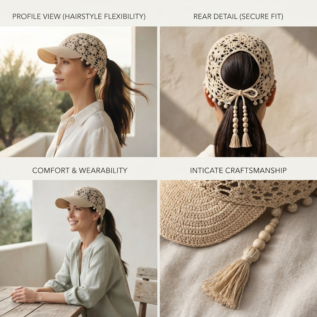 Breezy Ponytail Visor | Summer Crochet Pattern