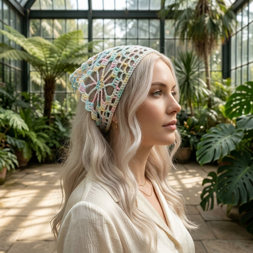 Iris Floral Motif Bandana | Crochet Pattern PDF