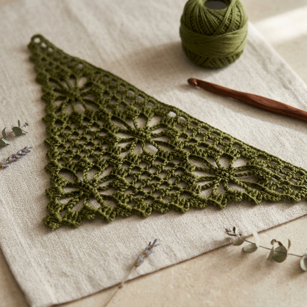 Iris Floral Motif Bandana | Crochet Pattern PDF