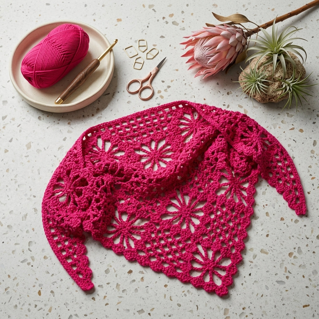 Iris Floral Motif Bandana | Crochet Pattern PDF