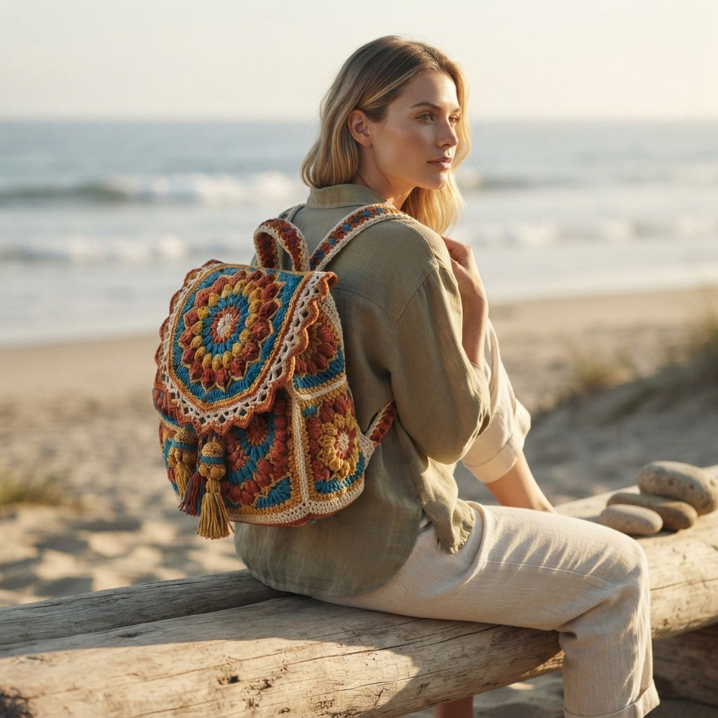 Boho Granny Square Backpack | Crochet Pattern PDF