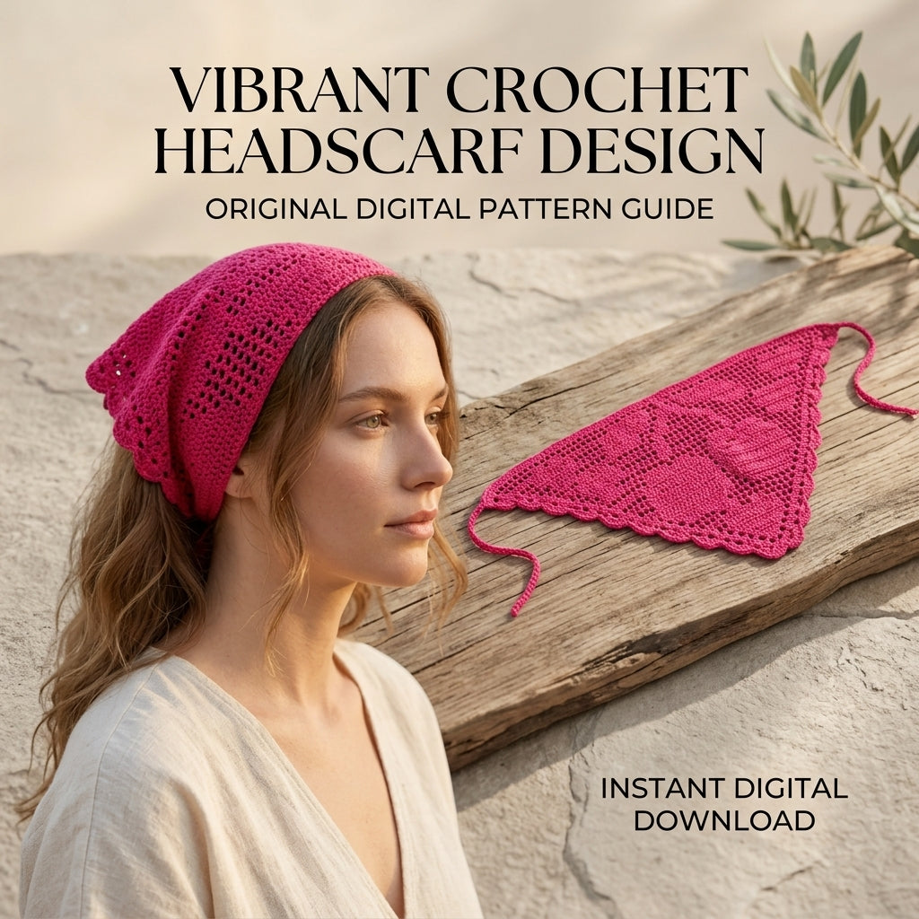 Cherry Love Filet Lace Bandana | Crochet Pattern PDF