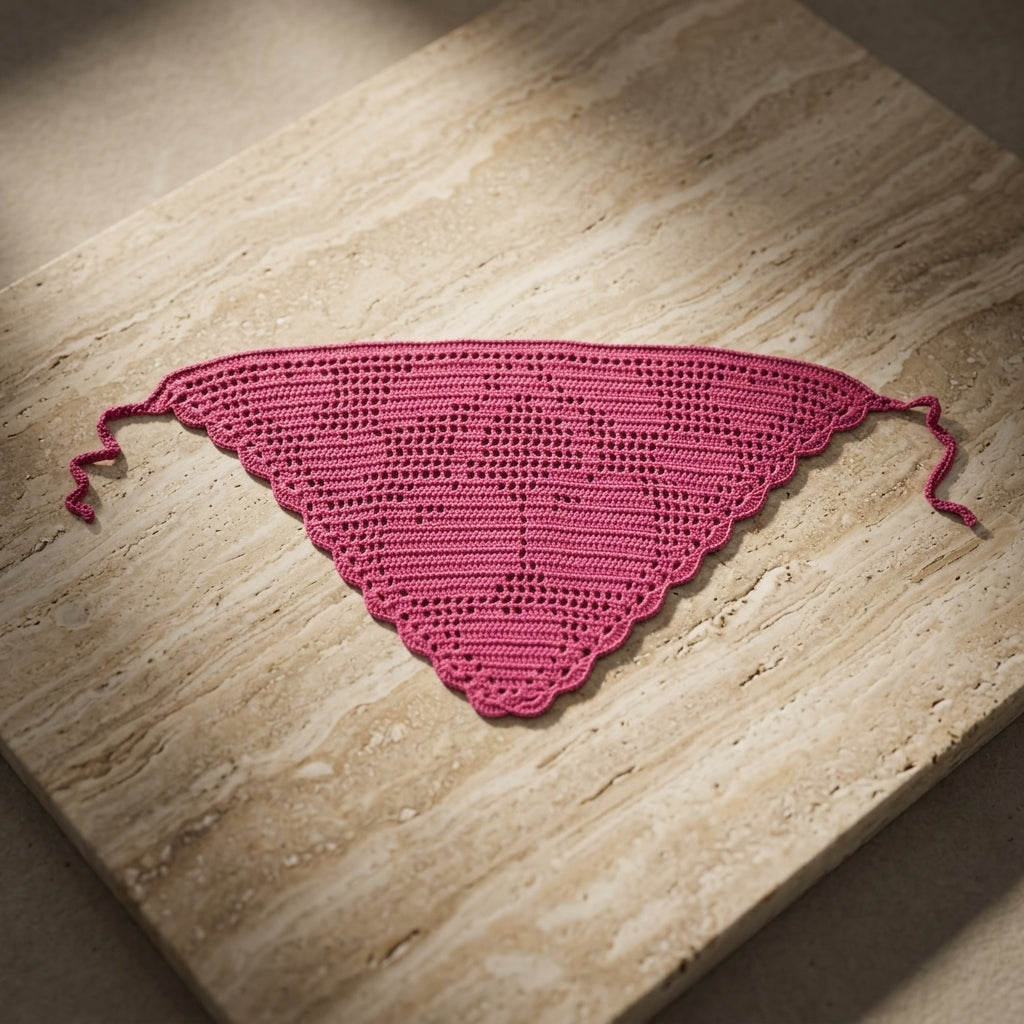 Cherry Love Filet Lace Bandana | Crochet Pattern PDF