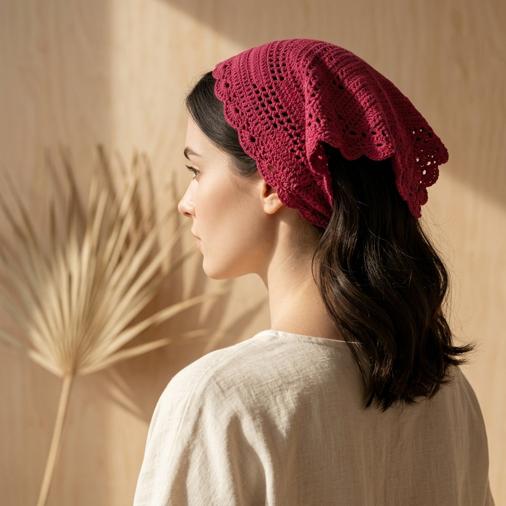 Cherry Love Filet Lace Bandana | Crochet Pattern PDF
