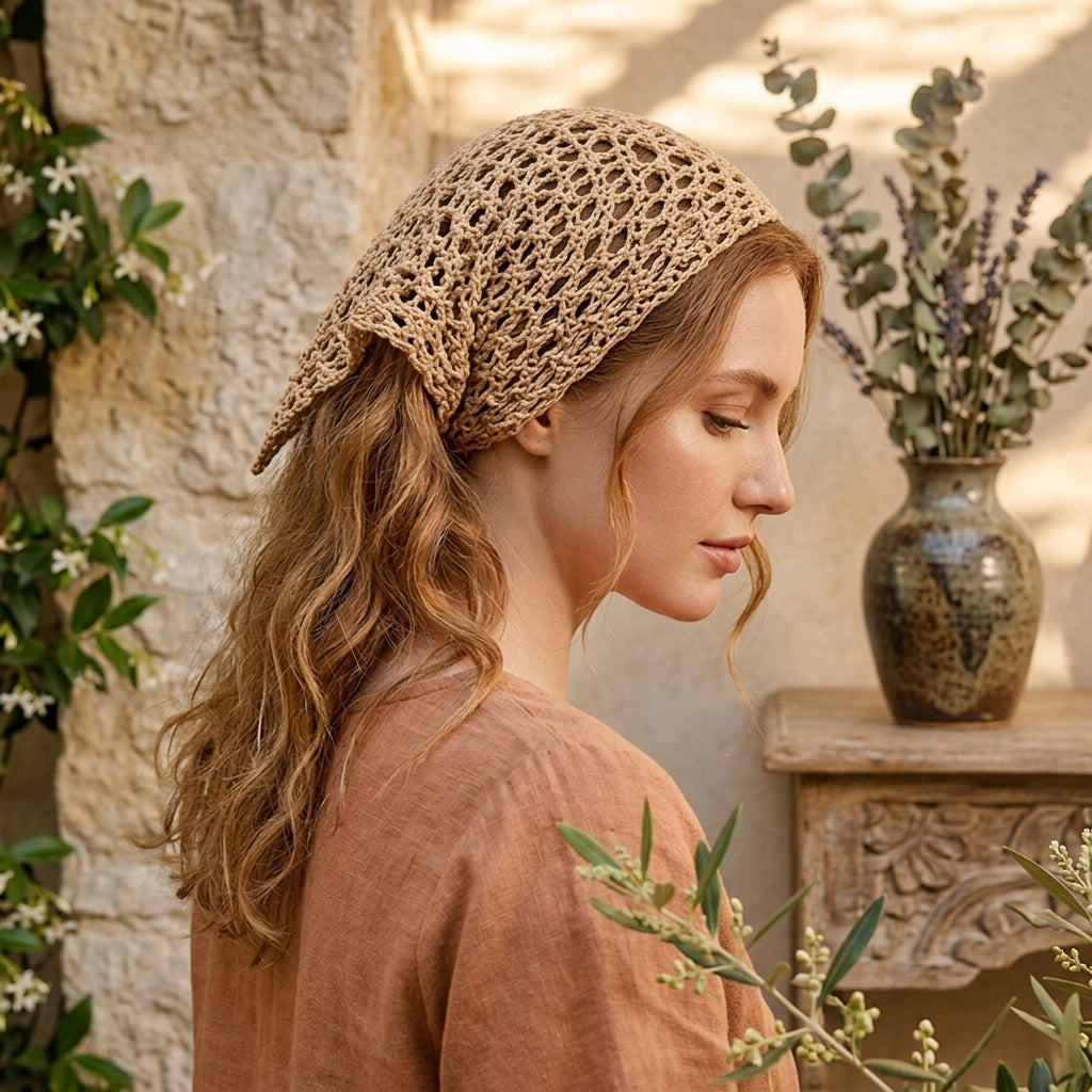 Daytime Moon Motif Bandana | Crochet Pattern PDF