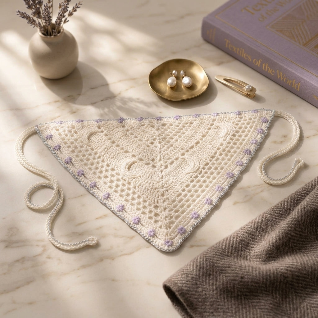 Cottagecore V-Stitch Lace Kerchief | Crochet Pattern PDF