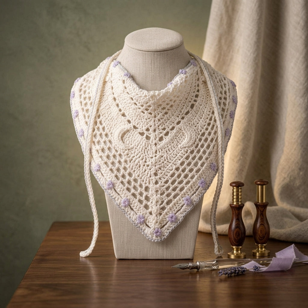 Cottagecore V-Stitch Lace Kerchief | Crochet Pattern PDF