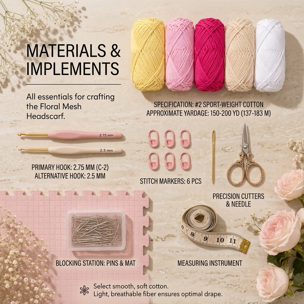 Floral Mesh Summer Headscarf | Crochet Pattern PDF