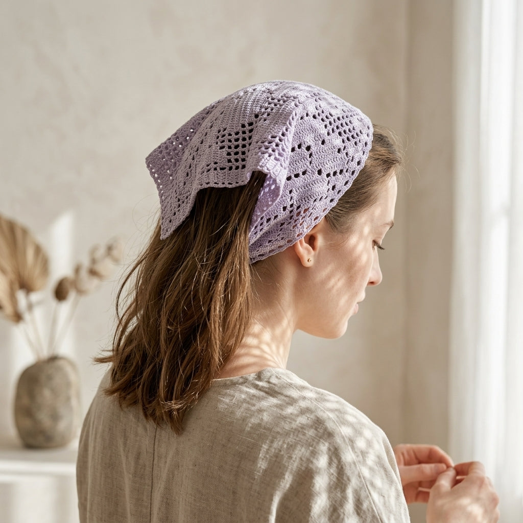 Filet Mesh Boho Bandana | Crochet Pattern PDF