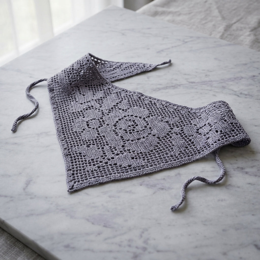 Filet Mesh Boho Bandana | Crochet Pattern PDF