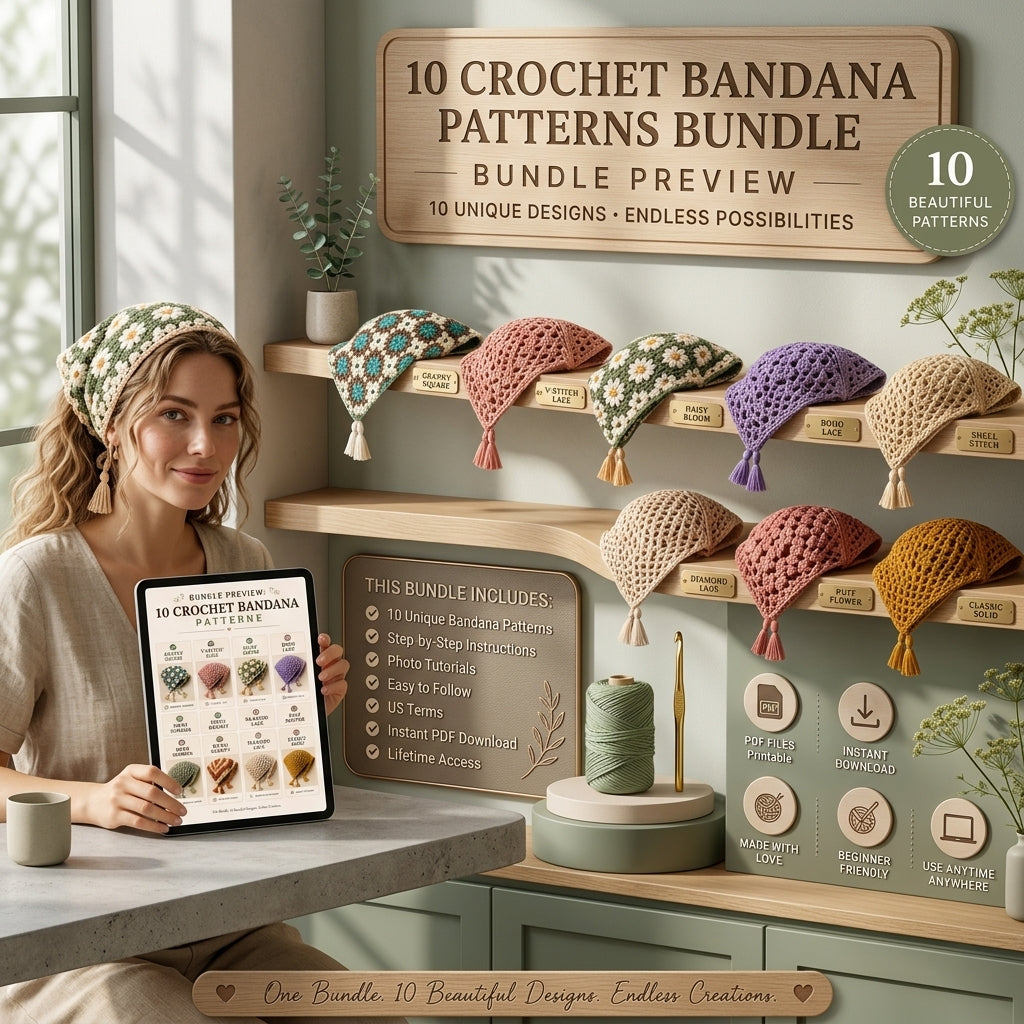10-in-1 Boho Bandana Bundle | Crochet Pattern PDF