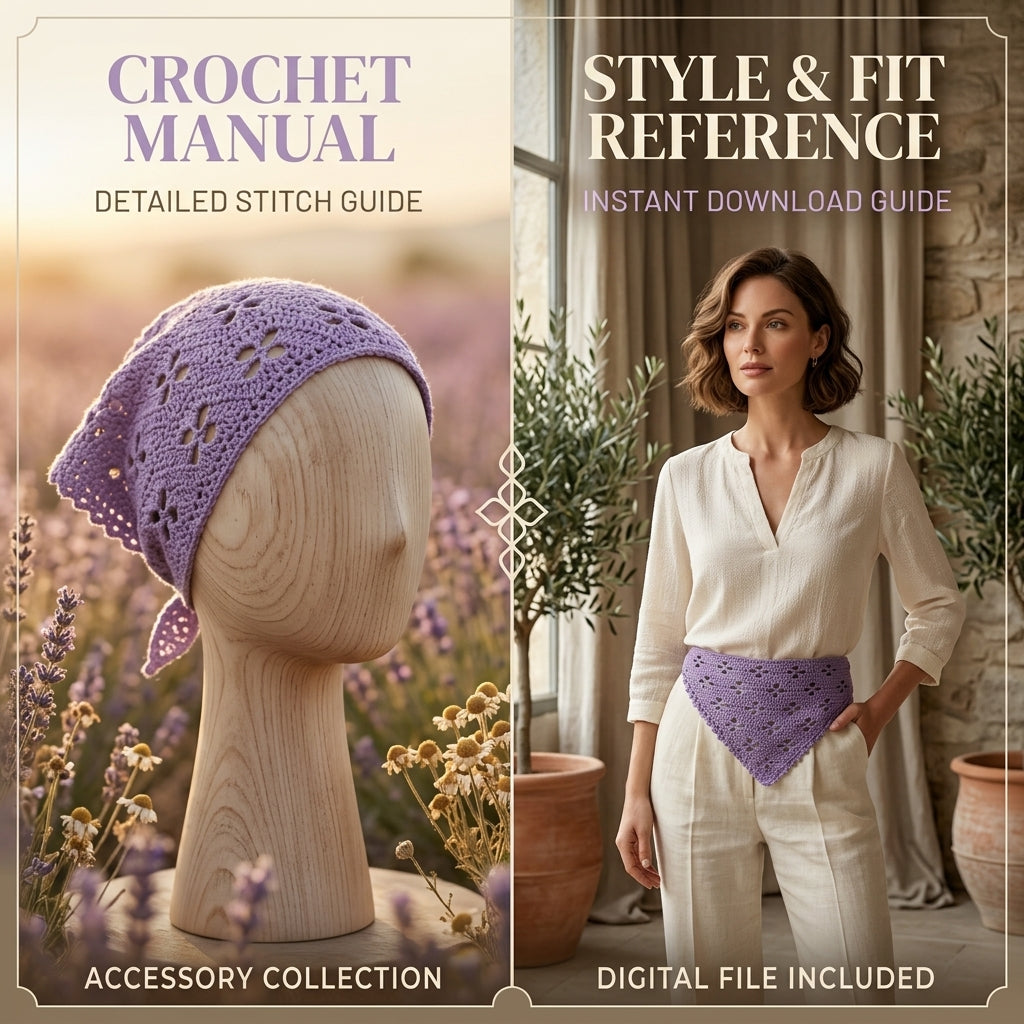 Trendy Floral Boho Hair Scarf | Crochet Pattern PDF
