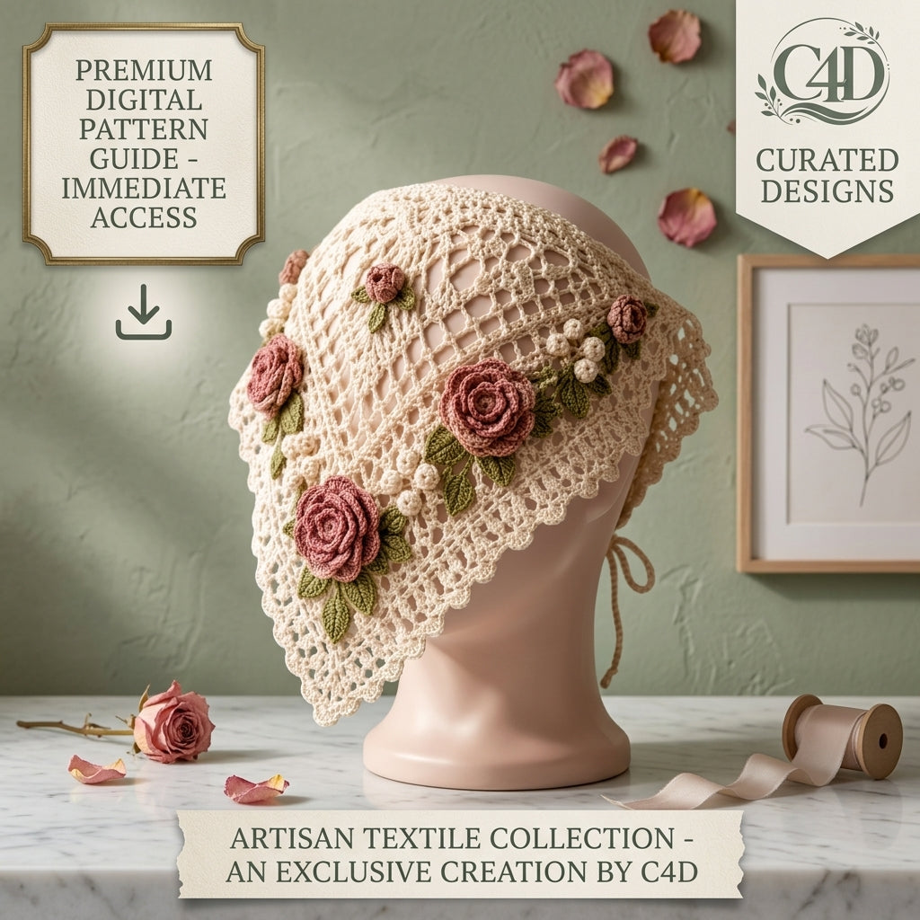 Vintage Rose Lace Kerchief | Crochet Pattern PDF