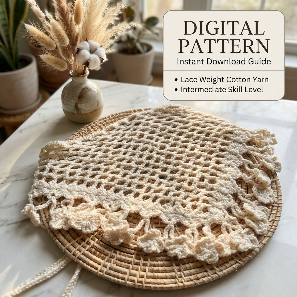 Vintage Floral Mesh Hip Scarf | Crochet Pattern PDF