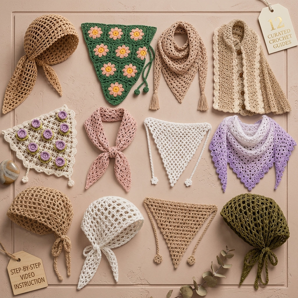 12-in-1 Boho Head Scarf Bundle | Crochet Pattern PDF