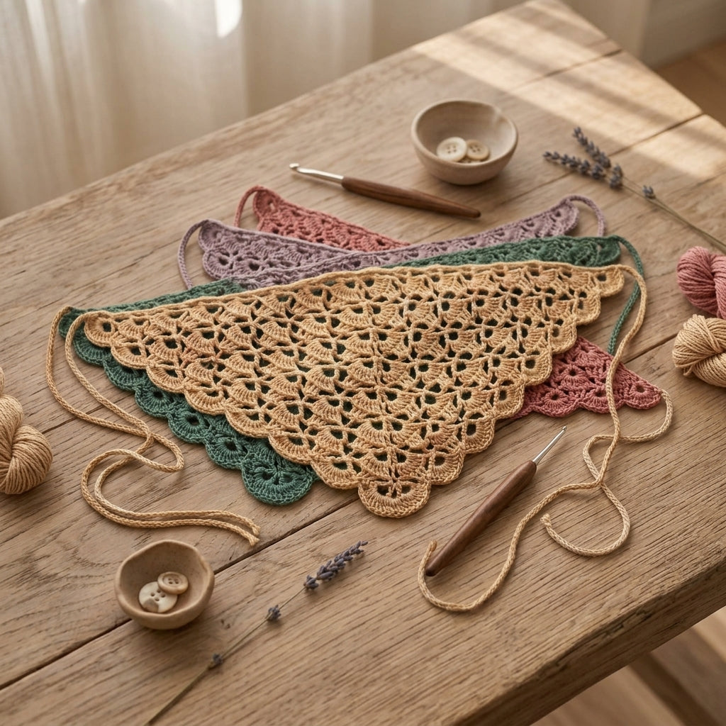 Shell Stitch Vintage Floral Headscarf | Crochet Pattern PDF