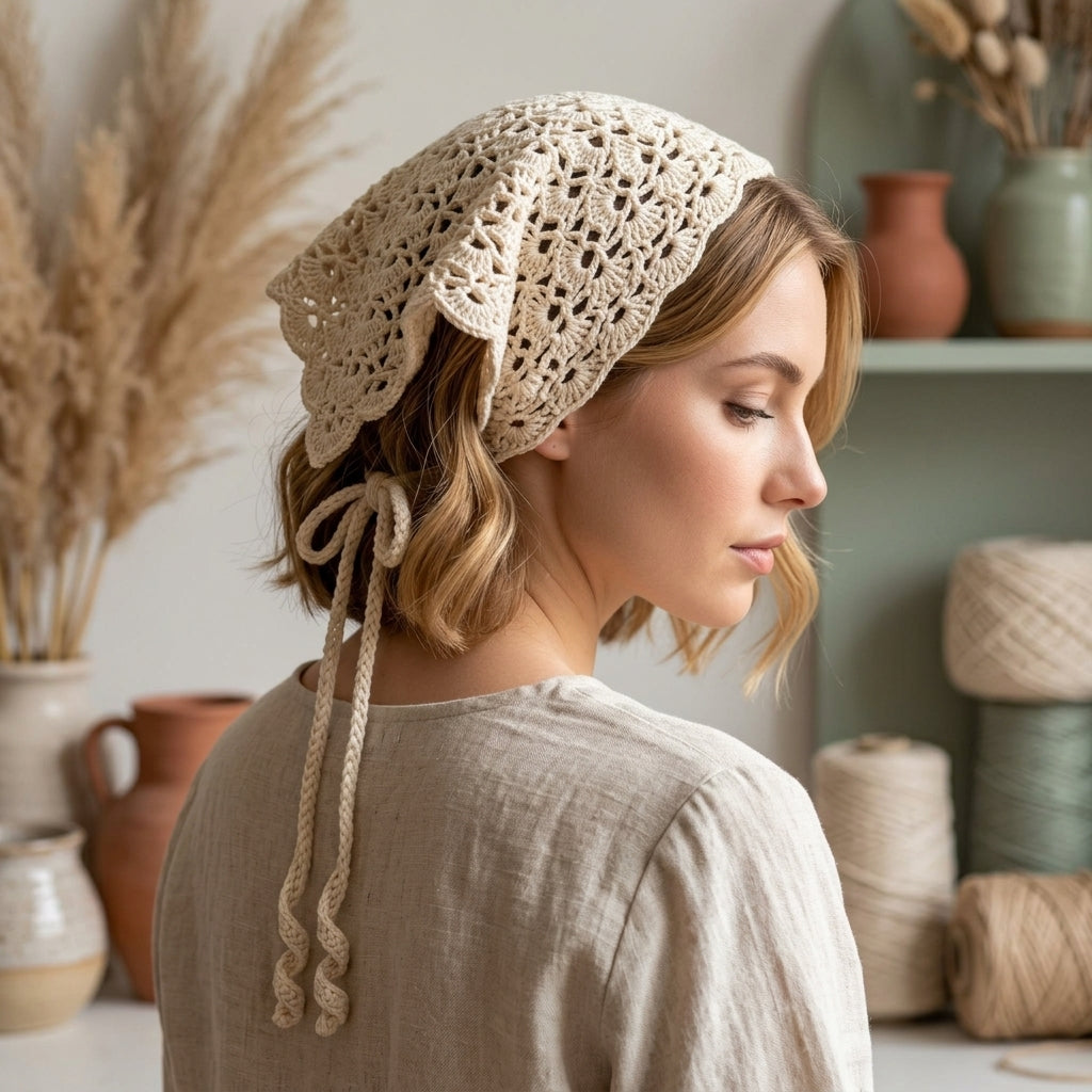 Shell Stitch Vintage Floral Headscarf | Crochet Pattern PDF