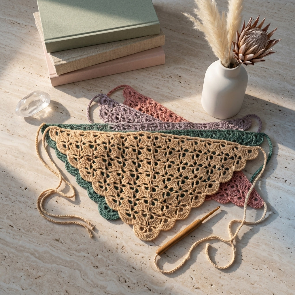 Shell Stitch Vintage Floral Headscarf | Crochet Pattern PDF