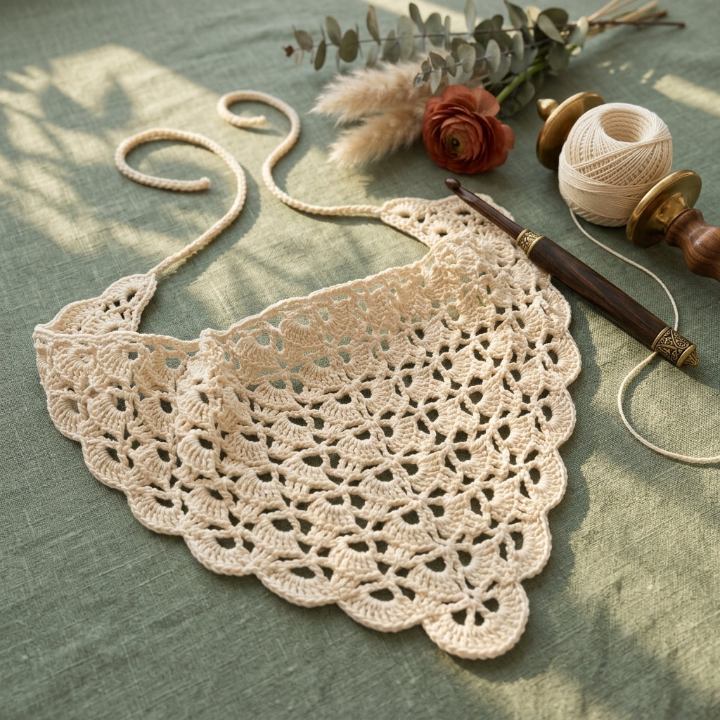 Shell Stitch Vintage Floral Headscarf | Crochet Pattern PDF