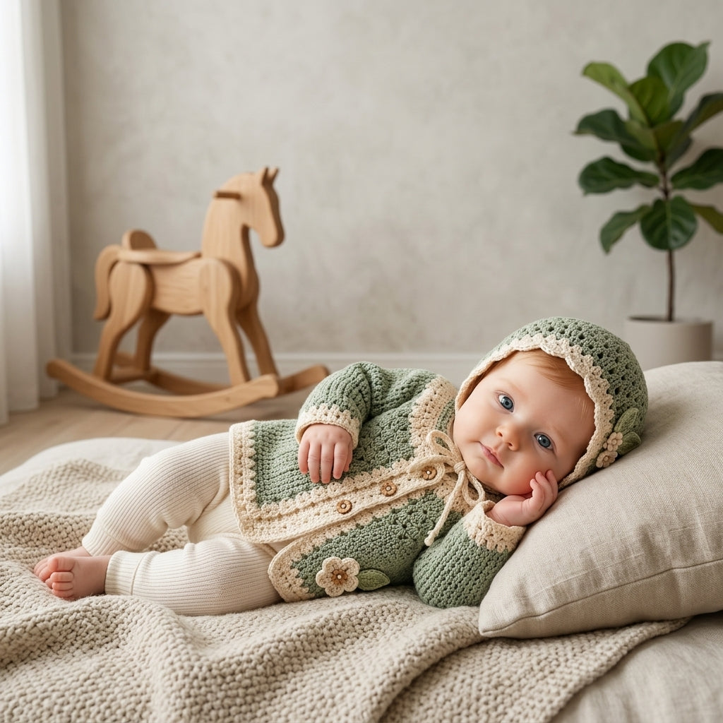 Cardigan Bonnet Sage Baby Cardigan | Crochet Pattern PDF