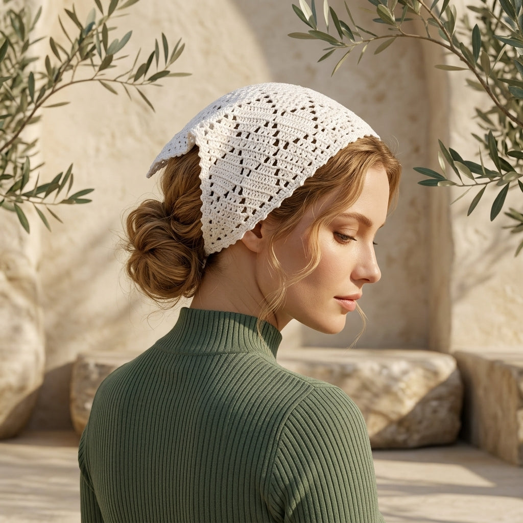 Diamond Stitch Boho Headscarf | Crochet Pattern PDF