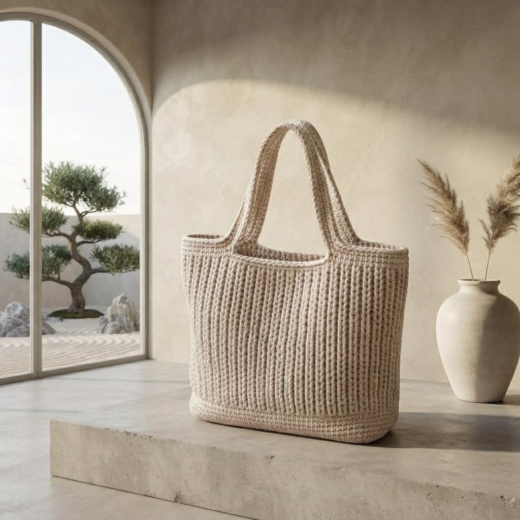 Shoulder Bag Ribbed Tote | Crochet Pattern PDF