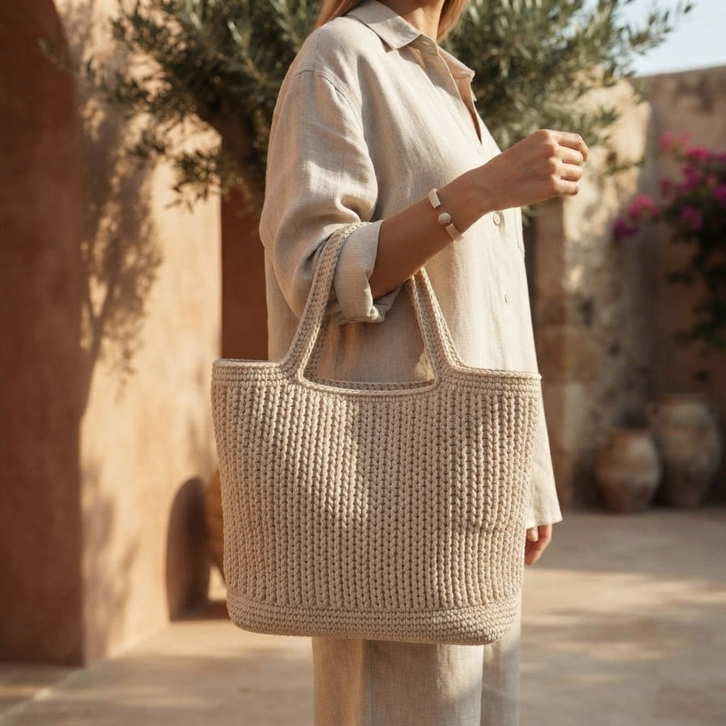 Shoulder Bag Ribbed Tote | Crochet Pattern PDF