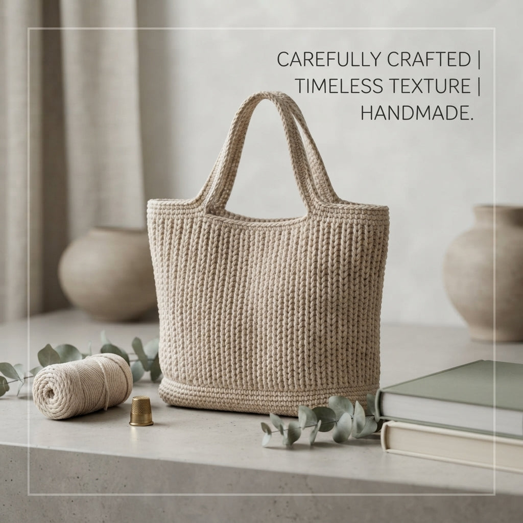 Shoulder Bag Ribbed Tote | Crochet Pattern PDF