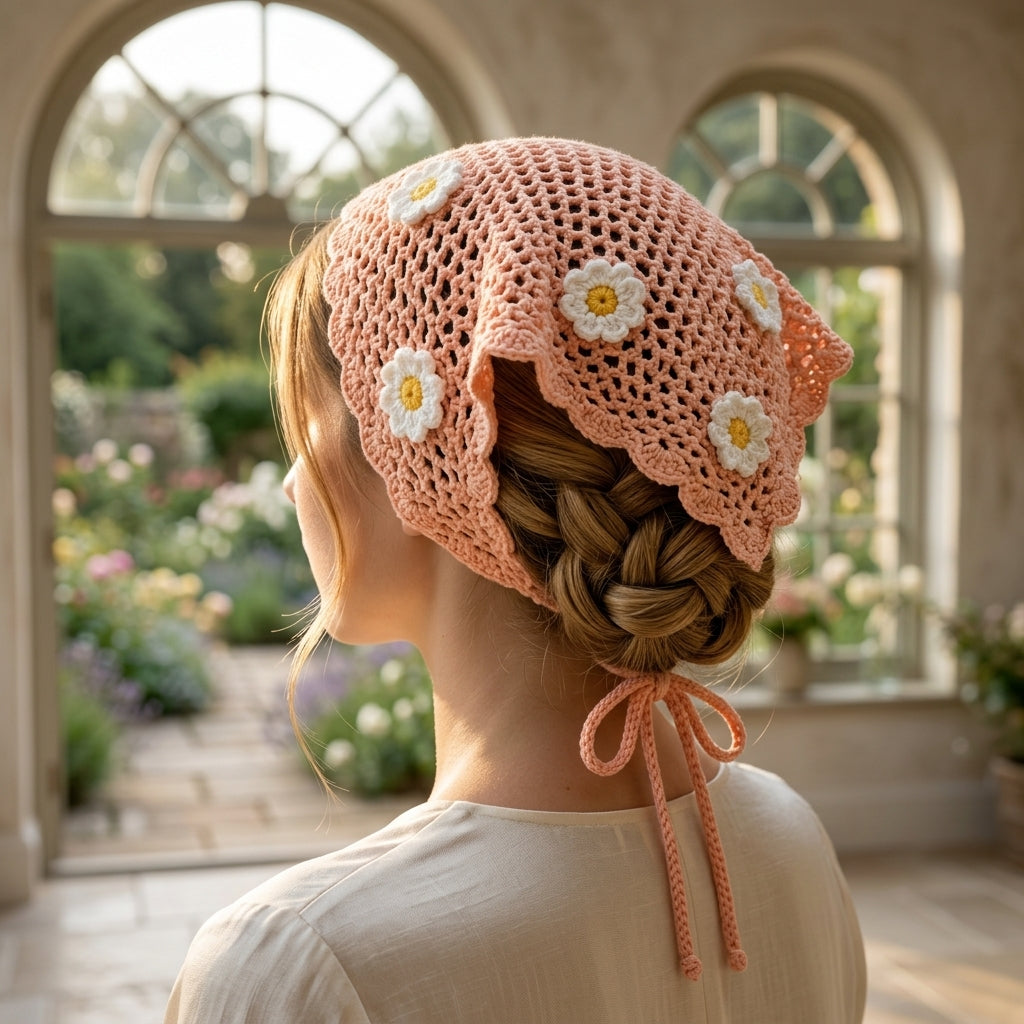 Daisy Boho Festival Hair Scarf | Beginner Crochet Pattern PDF