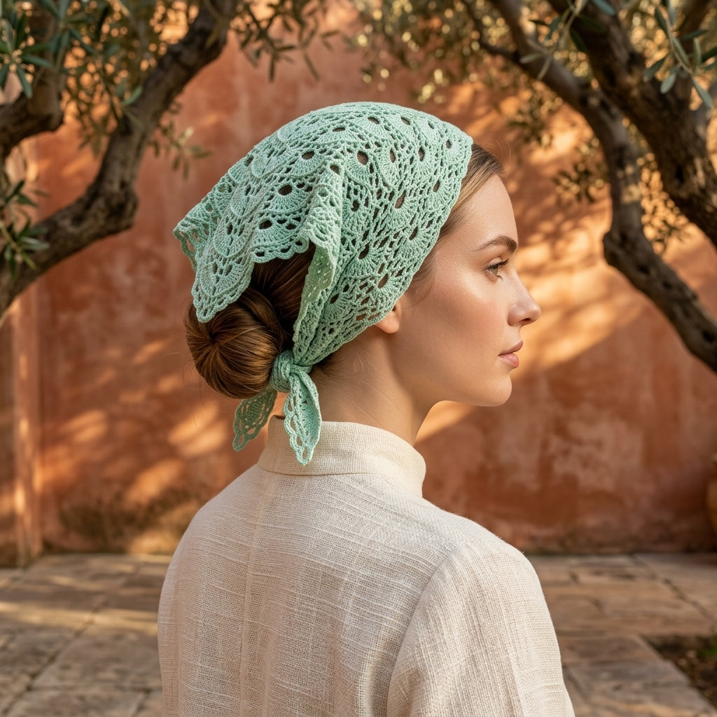 Boho Lace Triangle Head Kerchief | Beginner Crochet Pattern PDF